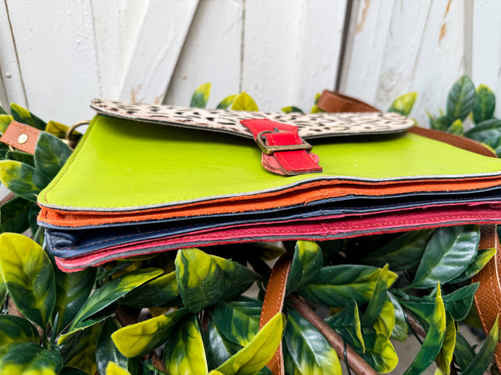 Palm Beach Rodeo Crossbody | Color Block Leather & Leopard-Stamped Hair-On Hide Bag