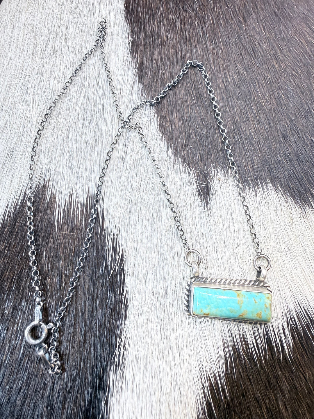 Navajo Handmade Kingman Bar Necklace by Johnny Dixon