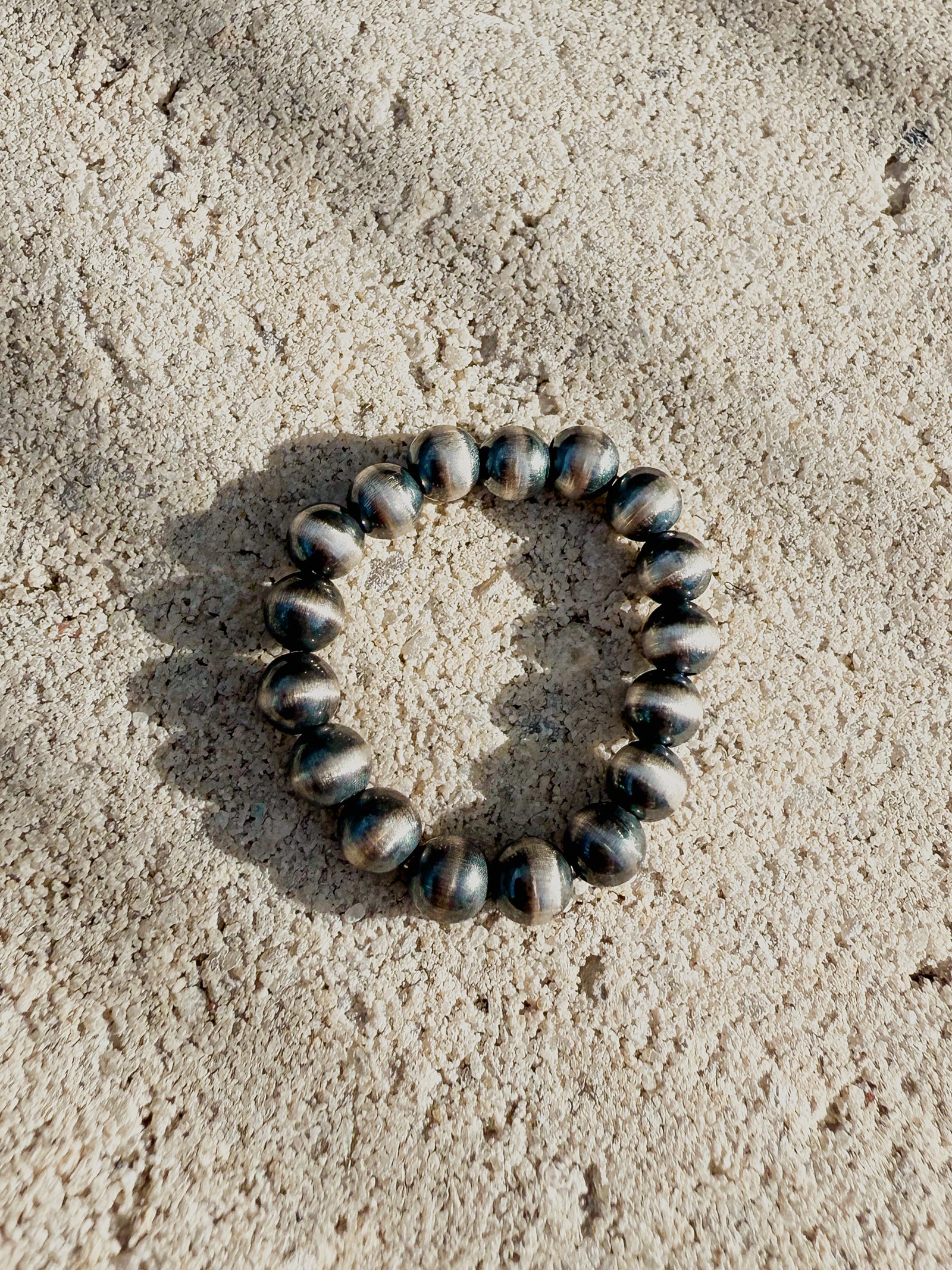 4mm Desert Pearl Southwestern Sterling Silver Stretch Stacker Ring Adjustable East Coast Carry