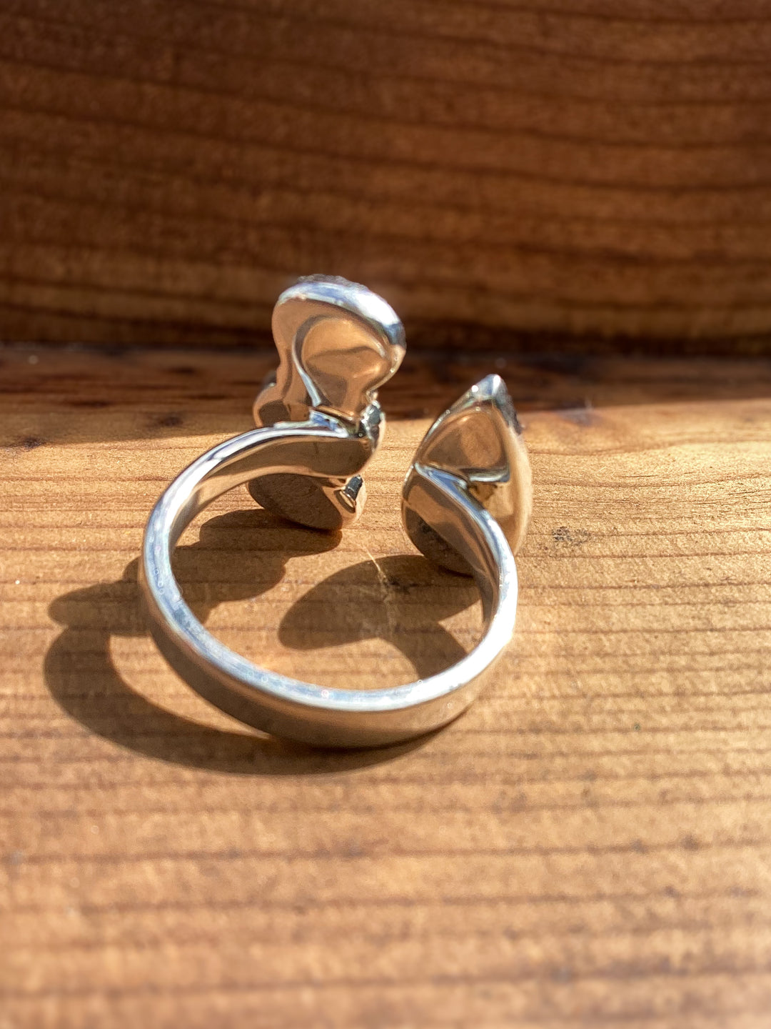 Sterling Silver Turquoise & Wild Horse Jasper Adjustable Ring – Southwestern Statement Floater Ring