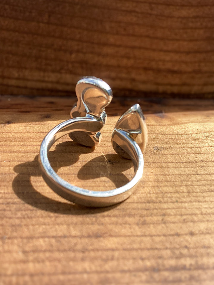 Sterling Silver Turquoise & Wild Horse Jasper Adjustable Ring – Southwestern Statement Floater Ring