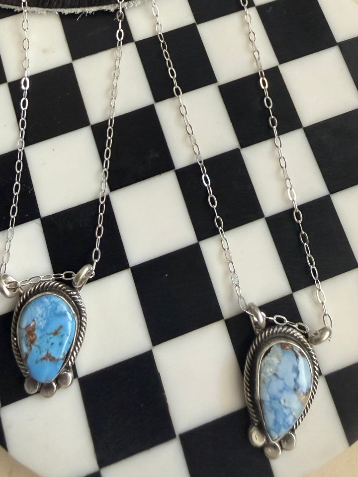 Sharon McCarthy Golden Hills Turquoise Petite Necklace | Navajo Handmade Sterling Silver
