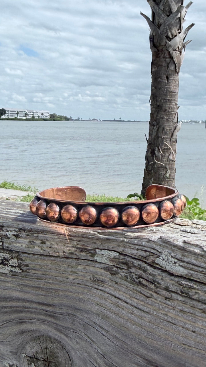 Handmade Solid Copper Dome Cuff Bracelet | Western Jewelry