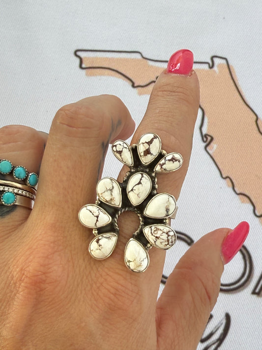 Wild horse and sterling silver adjustable Southwestern Design Ring