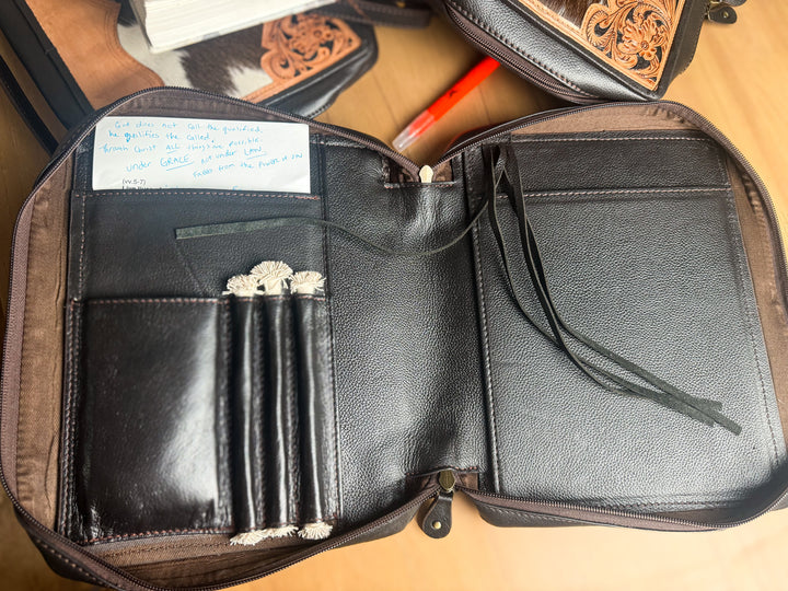 Word Over World™ | Tooled Leather & Cowhide Bible Study Case