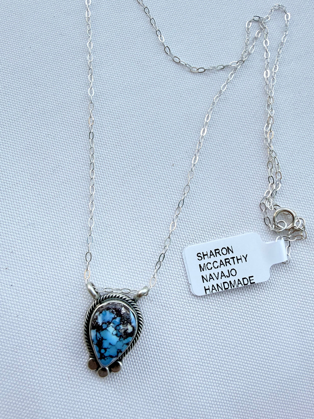 Sharon McCarthy Golden Hills Turquoise Petite Necklace | Navajo Handmade Sterling Silver