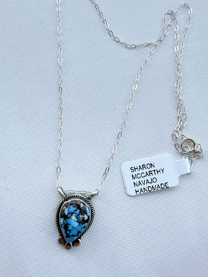 Sharon McCarthy Golden Hills Turquoise Petite Necklace | Navajo Handmade Sterling Silver