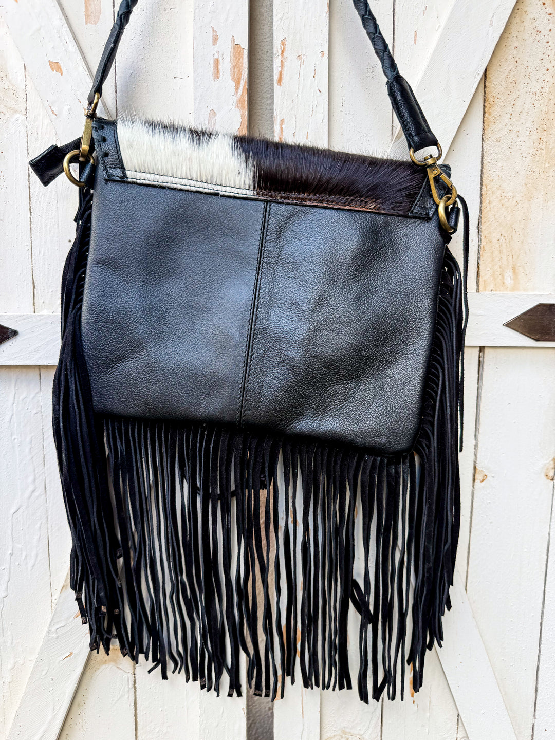 The Harlee Fringe Crossbody | Genuine Leather & Hair-On Hide Western Bag