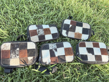 The ECC x Rockin’ A L Western Concealed Carry Chest Bag in Cowhide Check