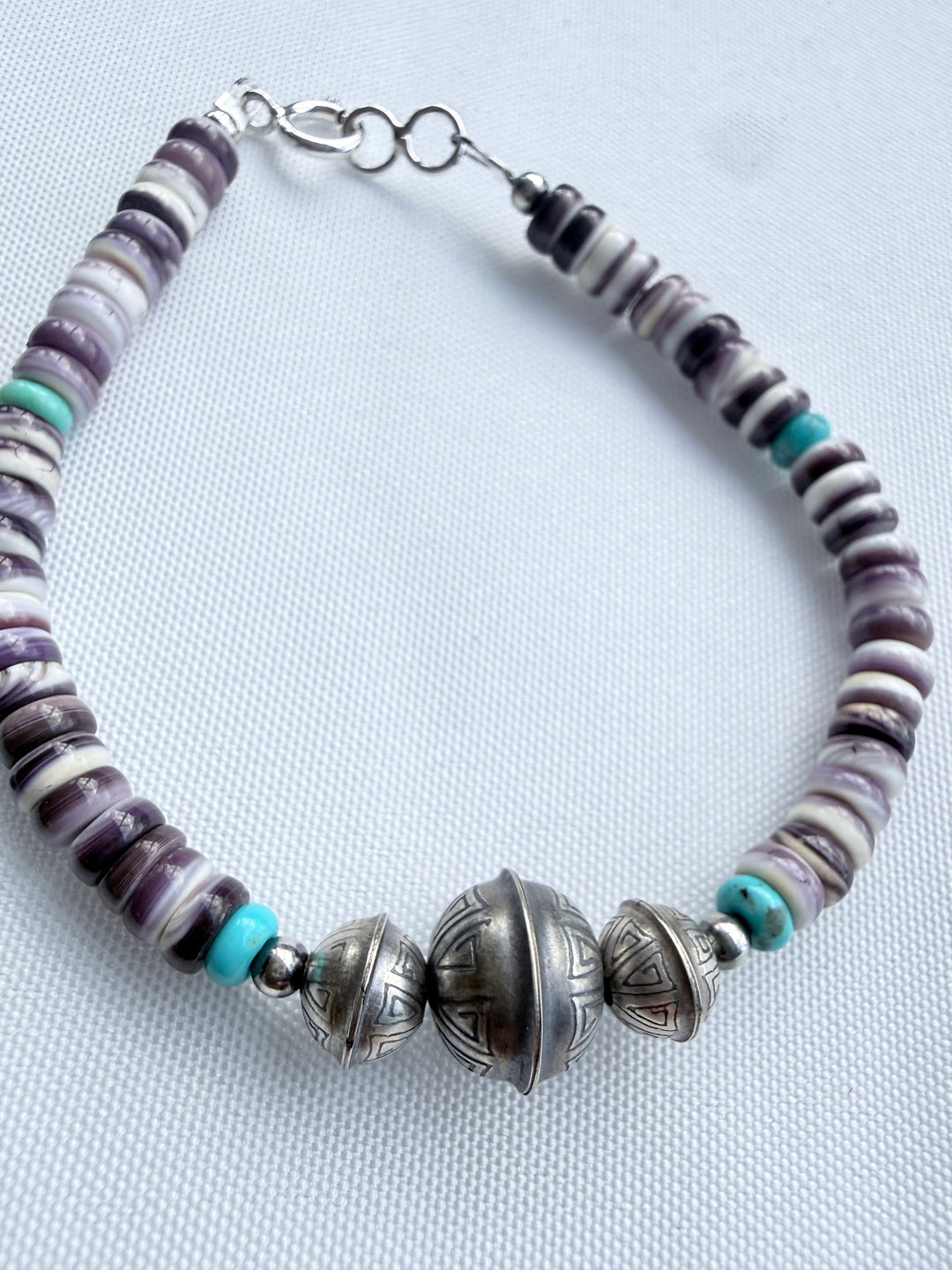 Kimberly Tom Navajo Wampum & Turquoise Stacker Bracelet
