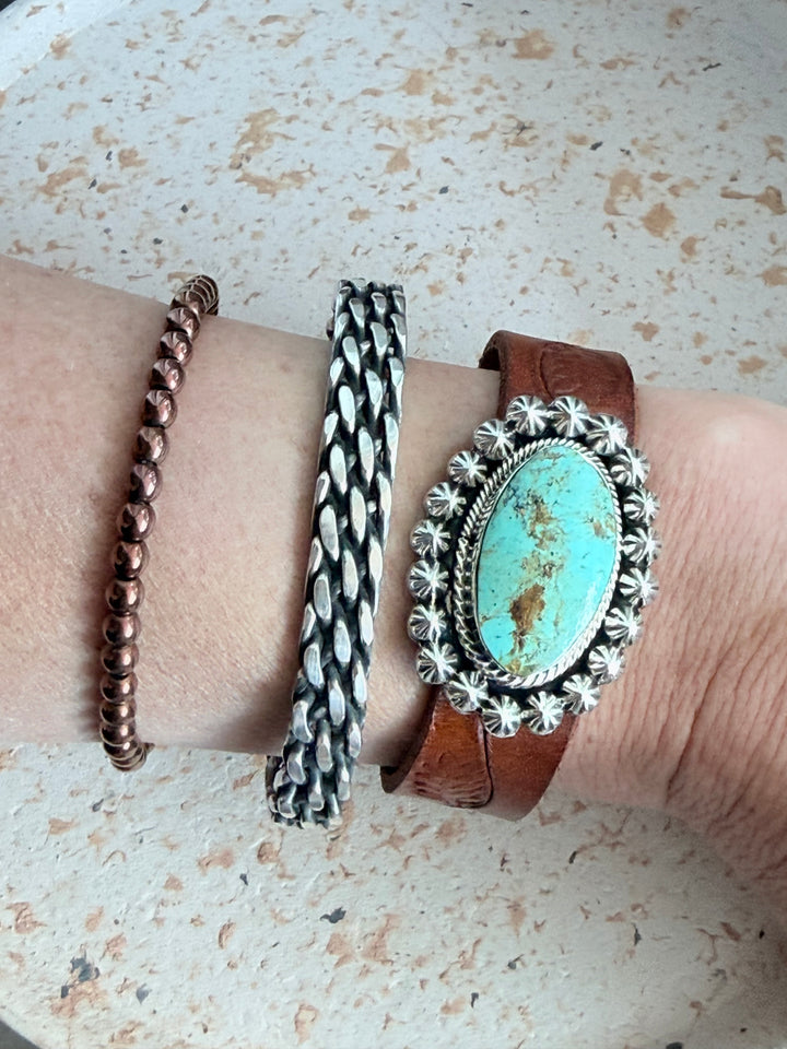 Tristan James Navajo Handmade Sterling Silver Braided Stacker Cuff Bracelet