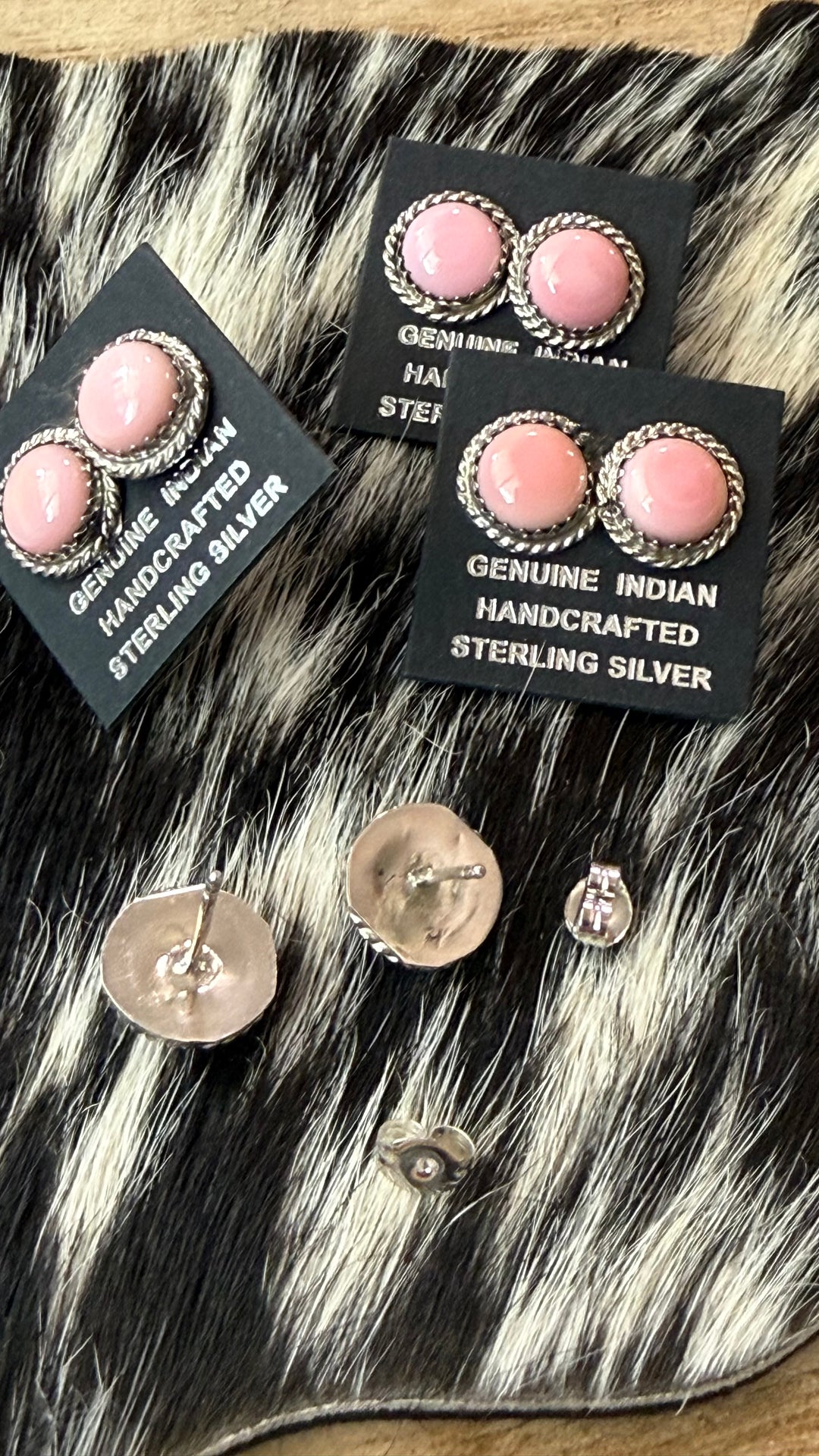 Navajo Pink Conch Sterling Silver Stud Earrings | Handmade in USA | 10mm
