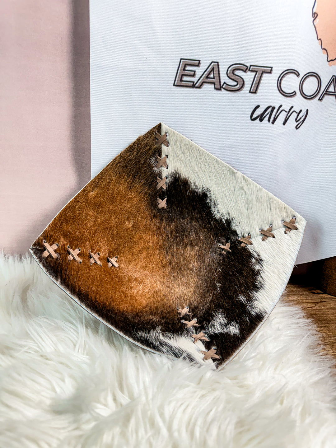 handmade cowhide leather catch all tray western valet tray