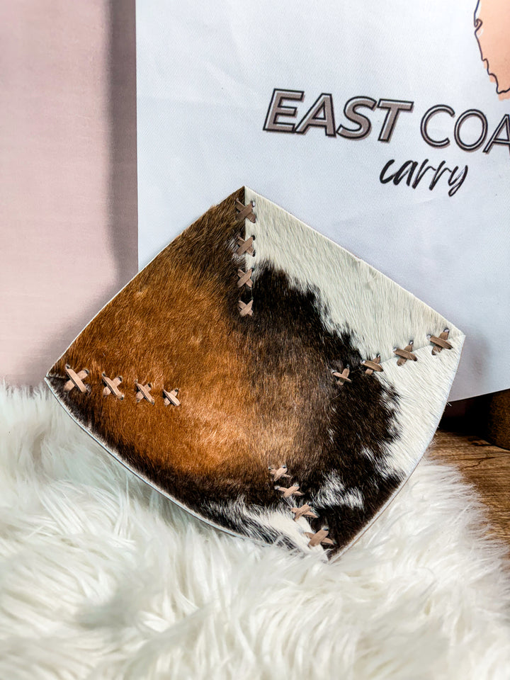 handmade cowhide leather catch all tray western valet tray