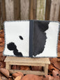 Black Leather & Cowhide Bible Cover – Handmade Western Book Sleeve for Large Bibles & Journals