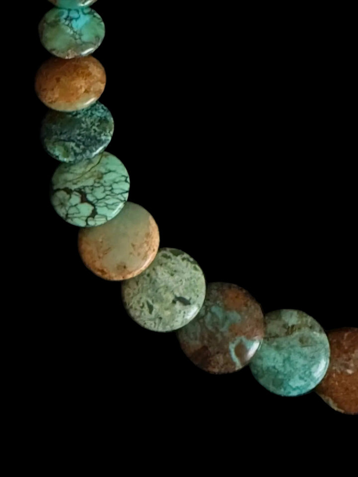 Native American Turquoise Disc Bead Necklace | 16”