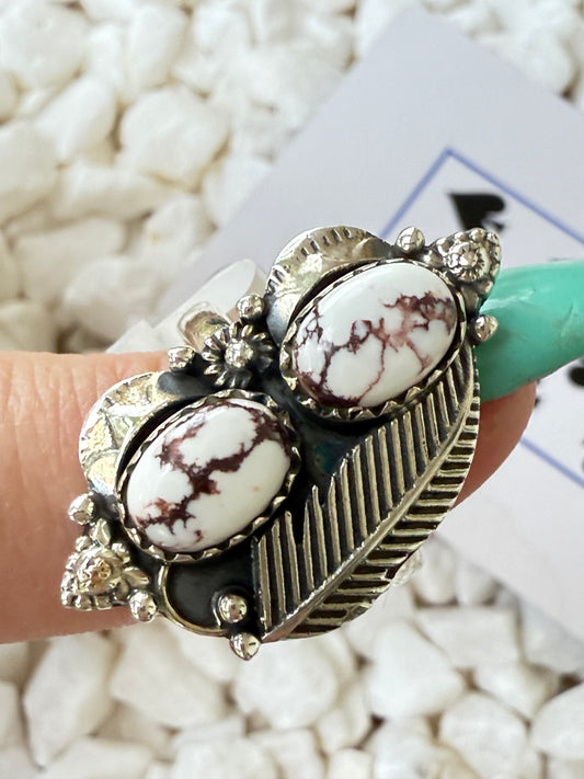 Canyon Bloom: Wild Horse Southwestern Design 925 Sterling Silver Artistian Ring - Sz 8