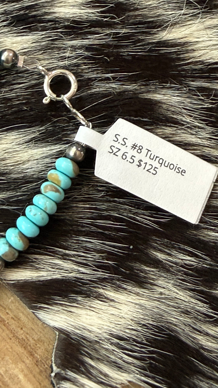 Navajo No. 8 Turquoise Buffalo Nickel Bracelet by Kimberly Tom | Sterling Silver | Handmade