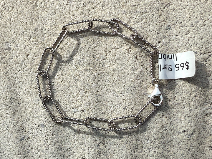 Sterling Silver Rope Link Paperclip Chain Bracelet