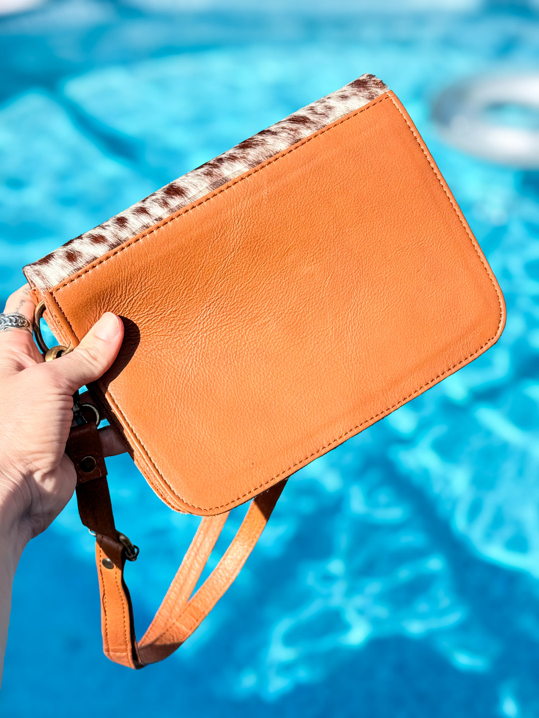 Cowhide Accordion Crossbody Bag