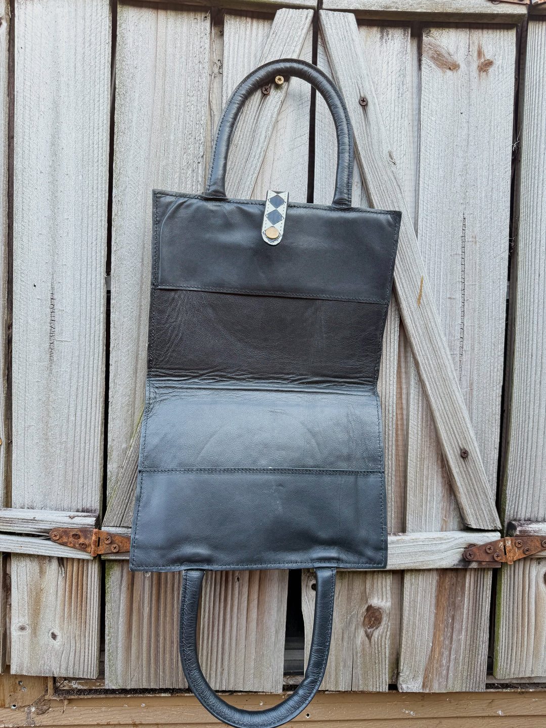 Speed Check Bible Book Carry Cover | Tooled Black and White Checkered Cowhide Bible Carry Cover