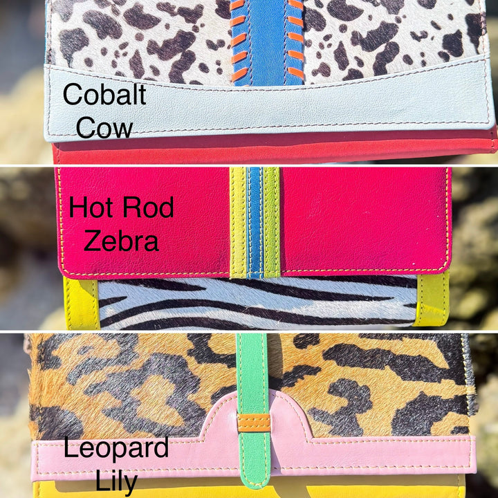 Palm Beach Rodeo | Hair on Hide with Animal Design and Colorful Recycled Leather Wallets