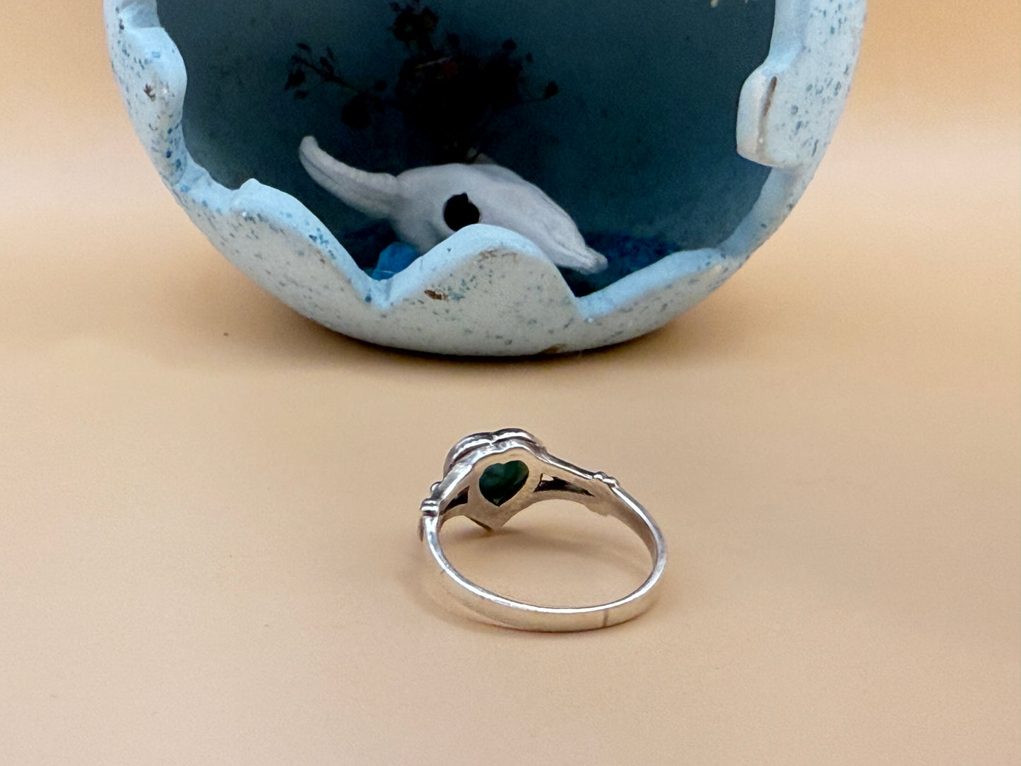 Handpicked Estate Find- 925 & Turquoise Heart Ring - sz 6.5