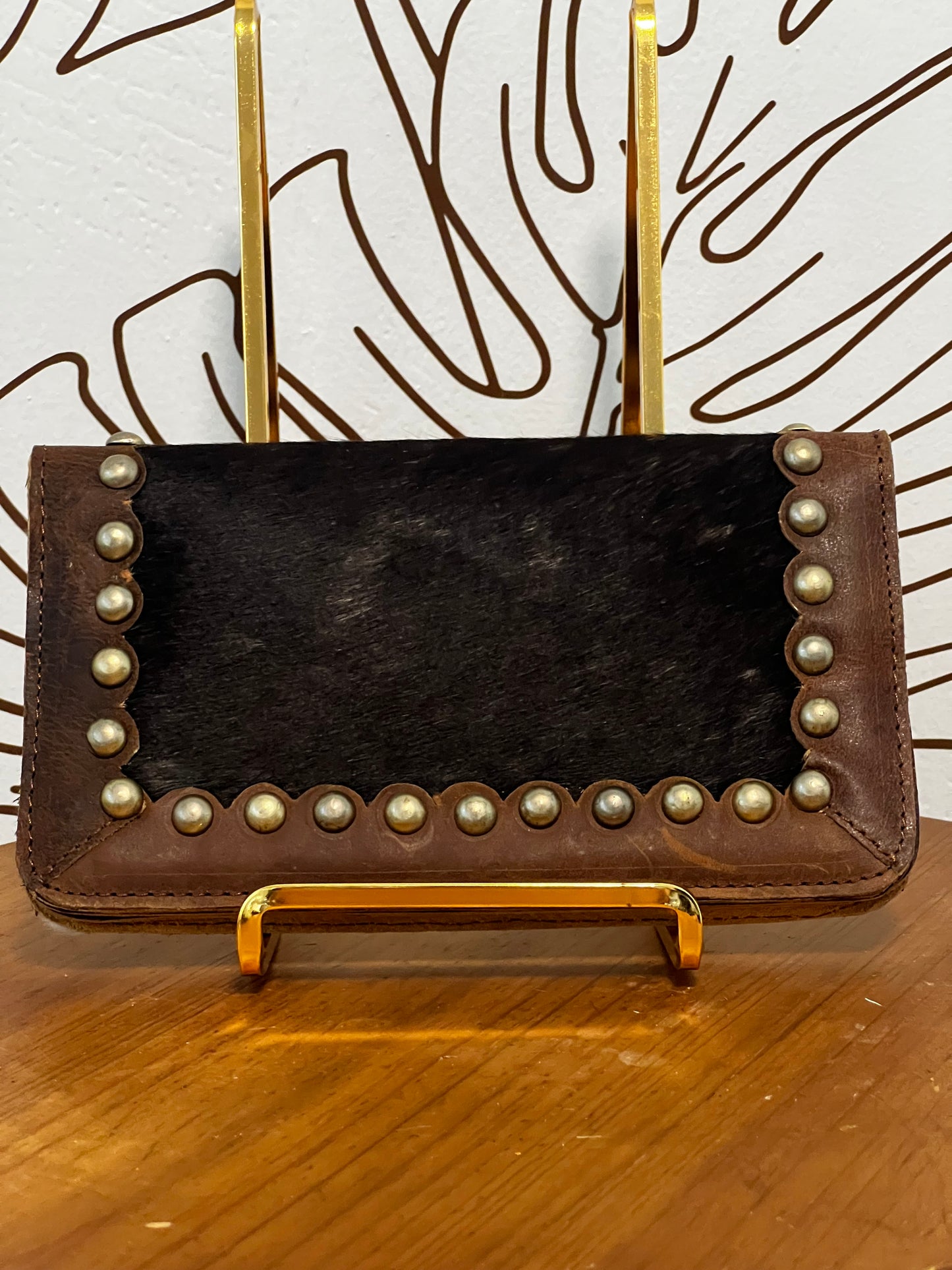 Rugged studded cowhide wallet black