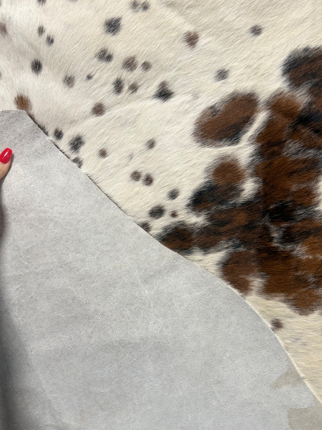 Tricolor Spotted Cowhide Rug | Genuine Hair-on Cowhide | Large 54” x 62” Western Area Rug
