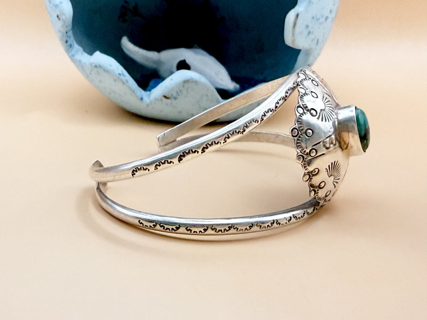 VINTAGE Native Style Turquoise Cuff Sterling Silver