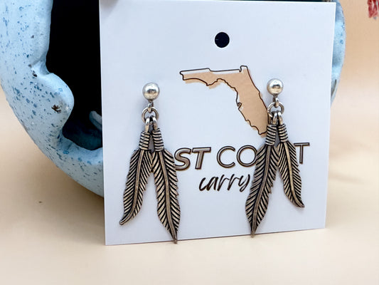 Sterling Silver Double Feather Earrings – WM Wheeler Southwest Style