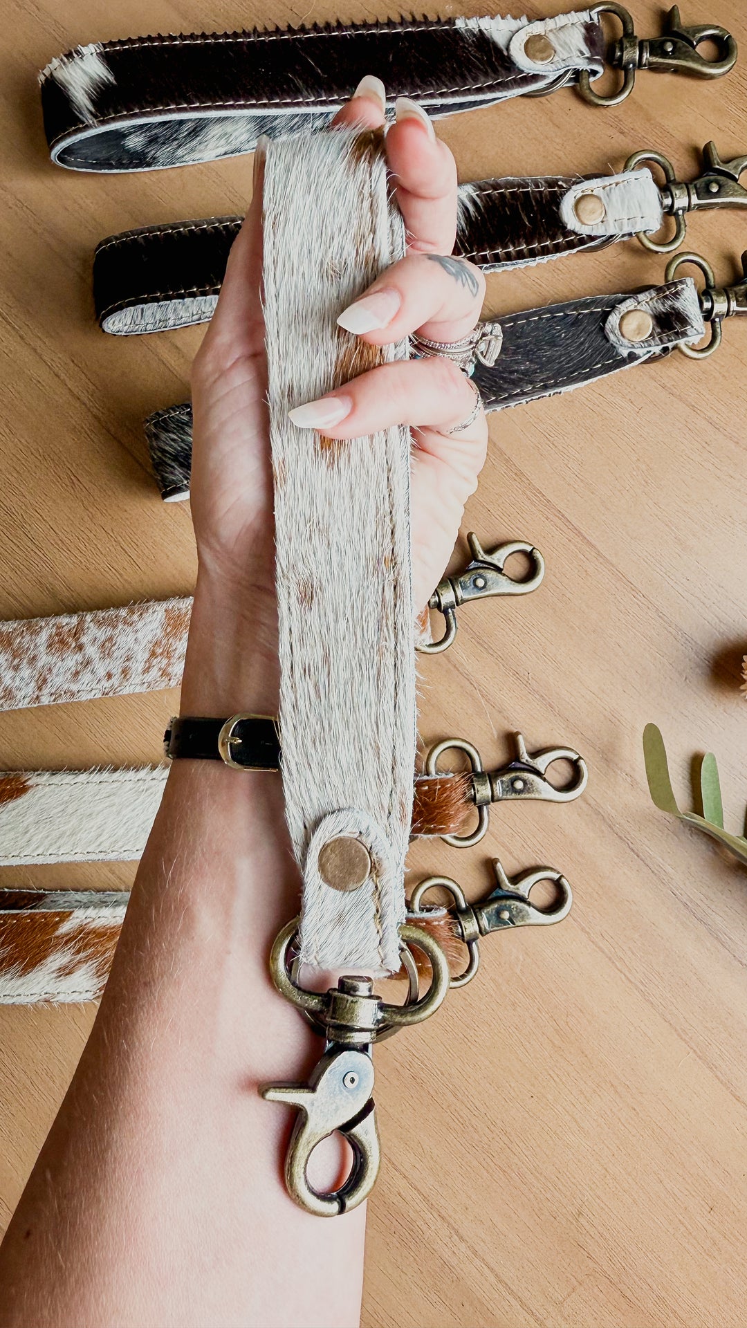 Cowhide Wristlet Keychain | Hair-On Hide Key Clip