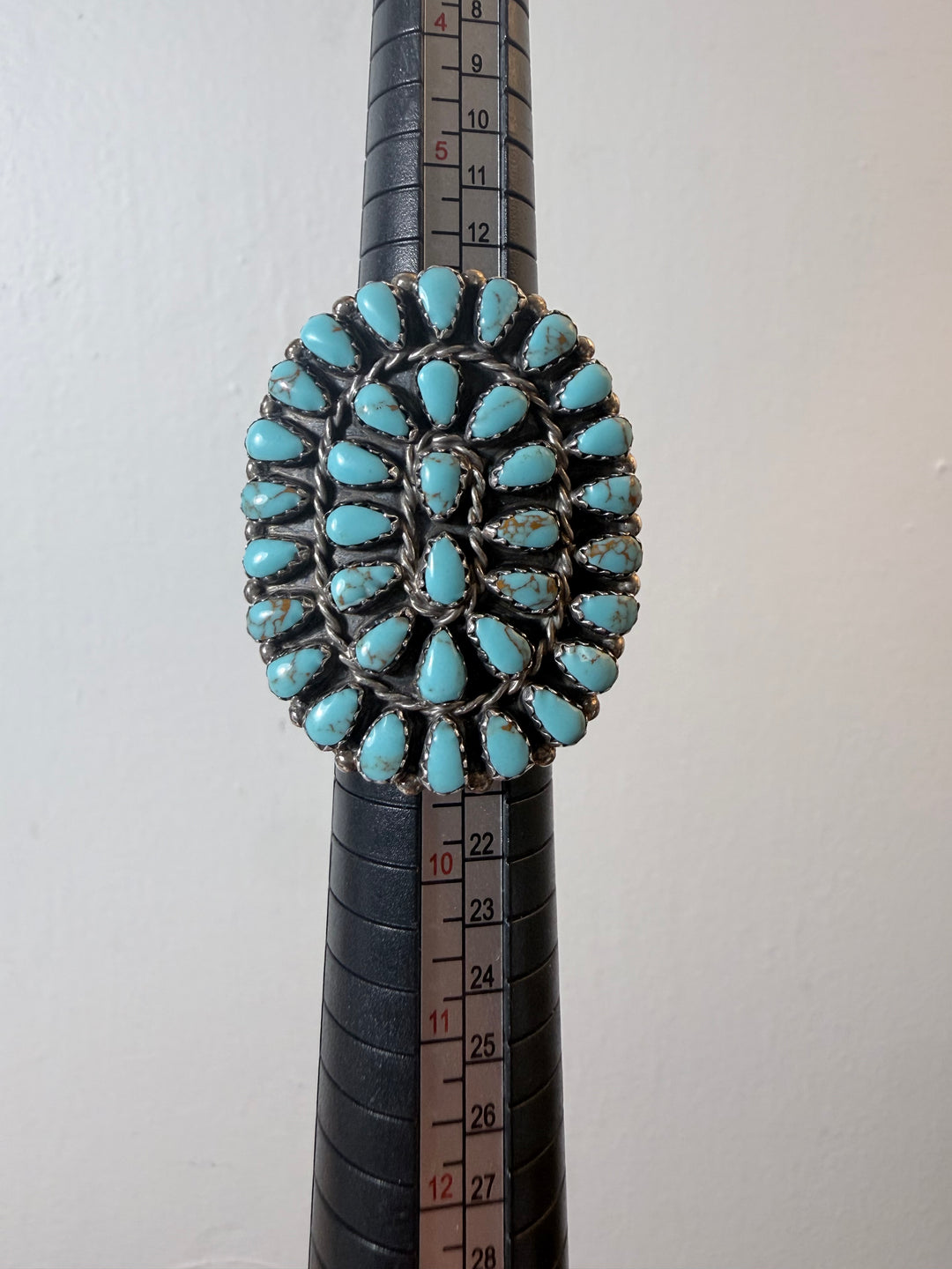 Mary A. Benally Kingman Turquoise Cluster Ring — Size 8