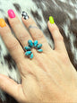 Southwestern Squash : Sterling Silver & Mojave Turquoise Ring size 8