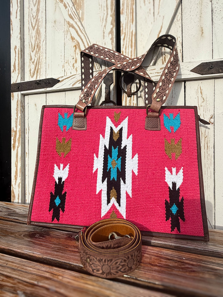 The Pink Pony Express Concealed Carry Work Tote – Full Grain Leather Western Laptop Bag