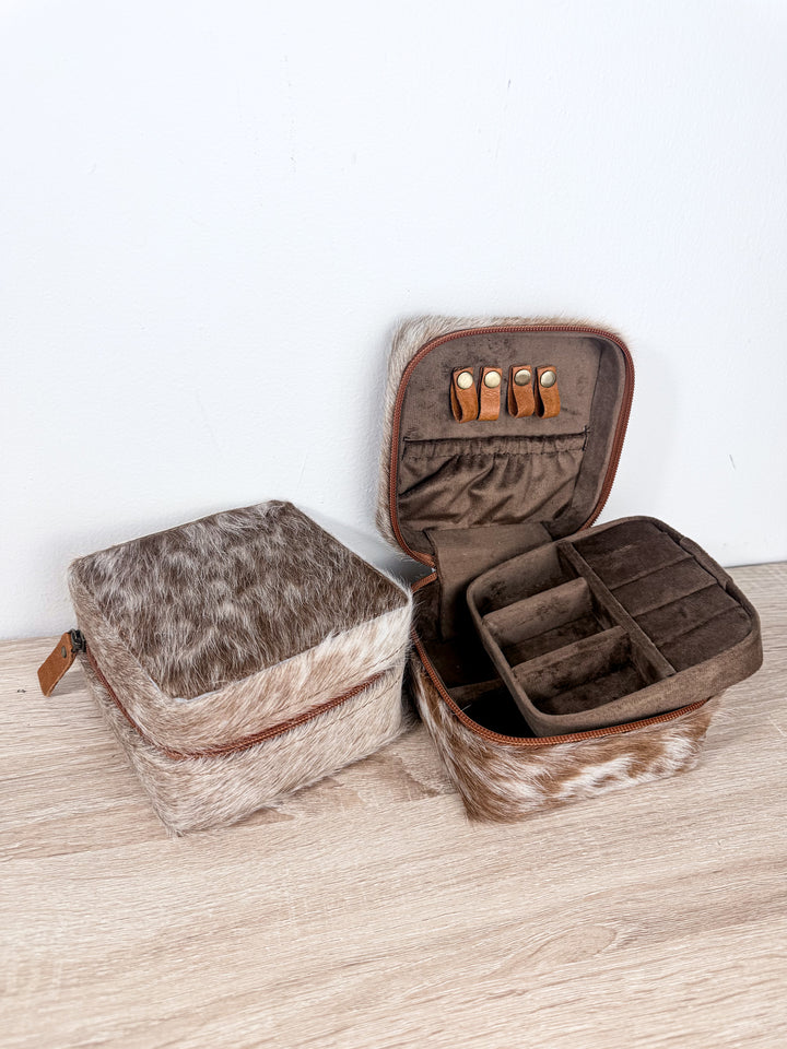 Double Decker Mini | Cowhide Travel Jewelry Box