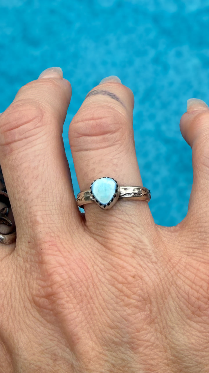 Golden Hills Turquoise Ring | Handmade Navajo Sterling Silver Wedding Style Ring | Size 7 | Robinson Martinez