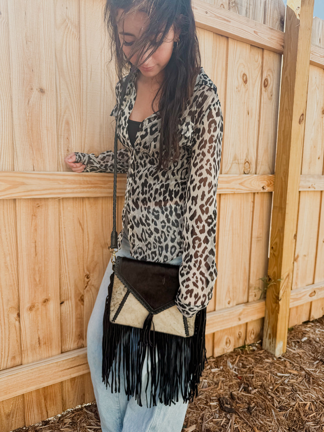 The Harlee Fringe Crossbody | Genuine Leather & Hair-On Hide Western Bag