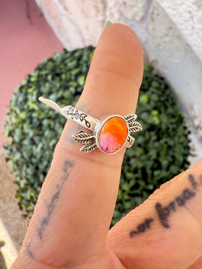 Spiny Oyster Turquoise Sterling Silver Ring size 7