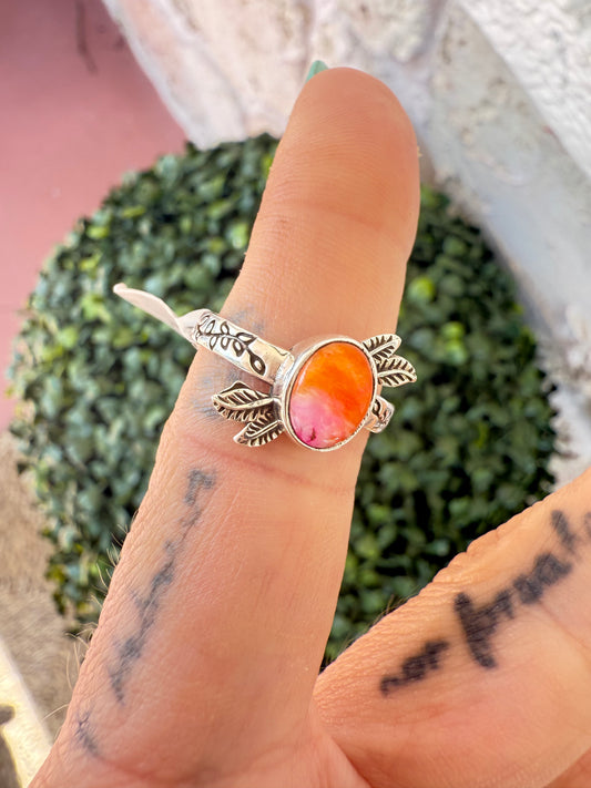 Spiny Oyster Turquoise Sterling Silver Ring size 7