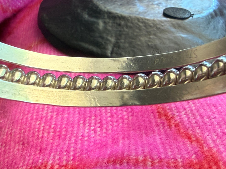 TAHE Navajo Sterling Silver Rope Cuff Bracelet