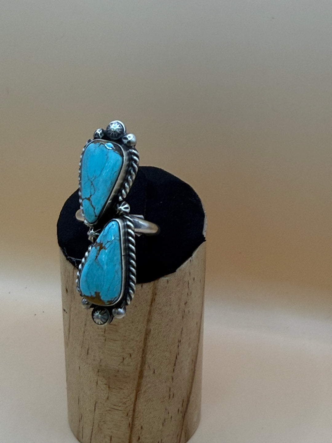 Navajo Handmade Mine #8 Turquoise Ring by Eugene Belone | Sterling Silver Adjustable Statement Ring