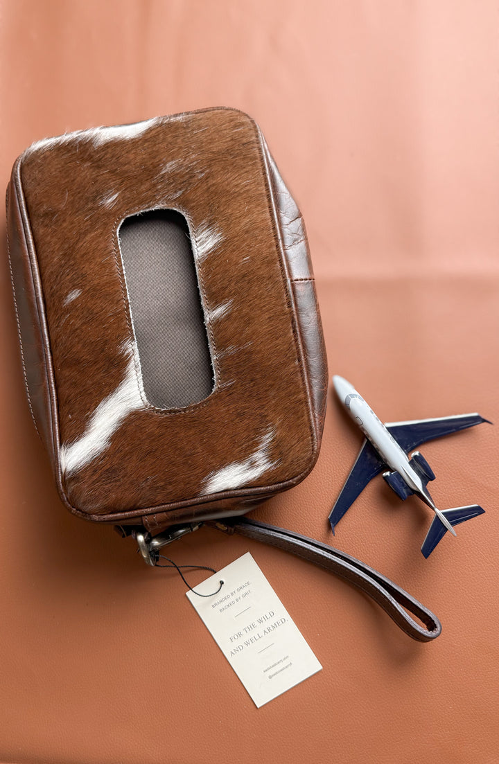 Genuine Cowhide Baby Wipes Holder | Leather Mini Diaper Bag with Wrist Strap