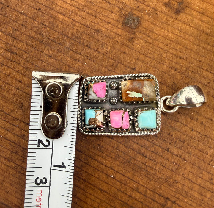 Mine #8 Turquoise & Pink “Cotton Candy” Composite Sterling Silver Pendant