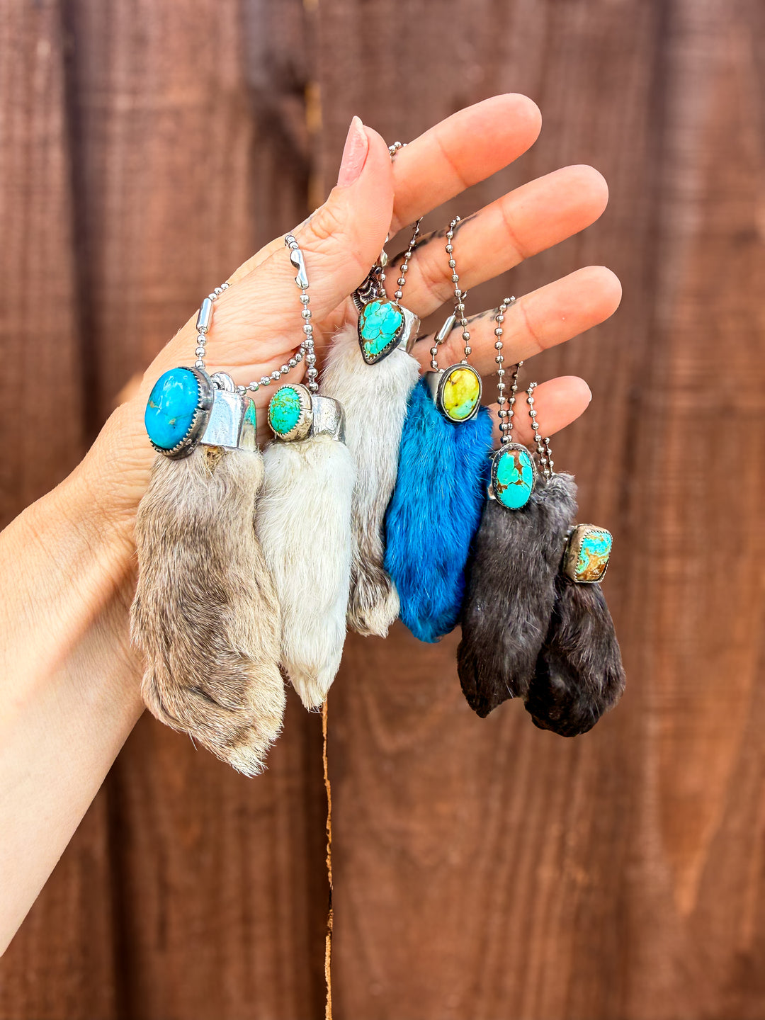 Texas Charm Rabbit’s Foot Bag Charm & Keychain | Genuine Turquoise | Handmade in Texas