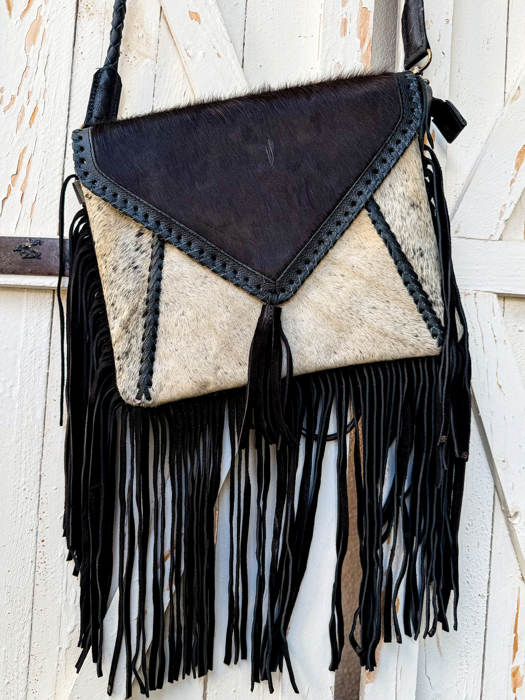 The Harlee Fringe Crossbody | Genuine Leather & Hair-On Hide Western Bag