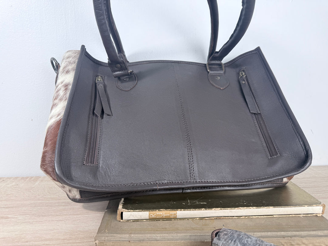 The Working Girl | Tooled Leather & Cowhide Concealed Carry Tote