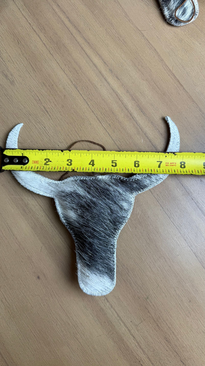 Cowhide Longhorn Wall Hanging | Genuine Hair-On Cowhide Western Decor | Boutique, Car Charm or Bag Charm