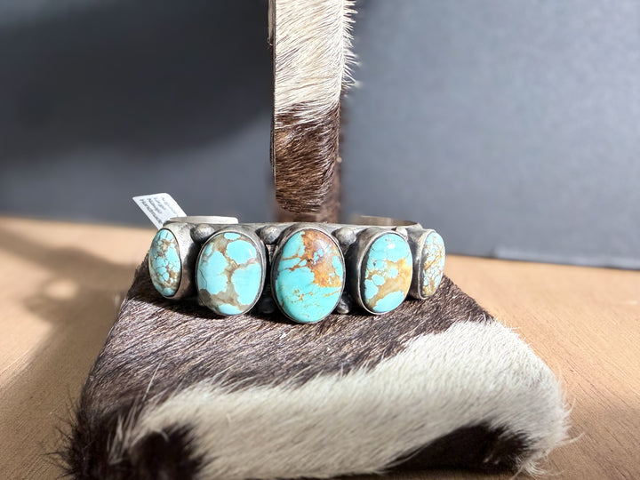 Augustine Largo Mine #8 Turquoise Sterling Silver Cuff - Navajo Handmade
