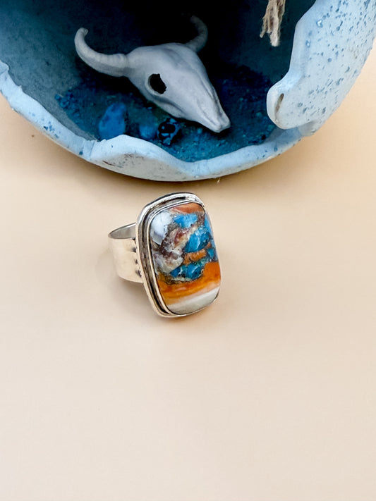 Spiny Oyster Turquoise 925 Sterling Ring - Size 6.5